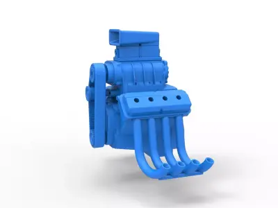 Engine V8 for vintage dragster Version 7 Scale 1 to 25 3D print model