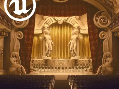 For UE5 Symphony Hall Low polygon set Low-poly 3D model