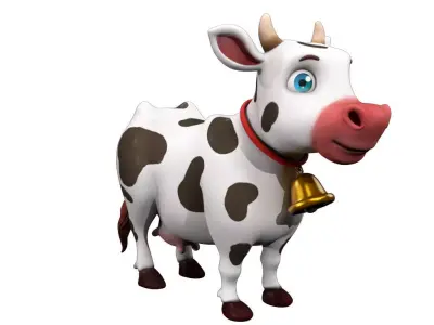 Cartoon Cow Low-poly 3D model