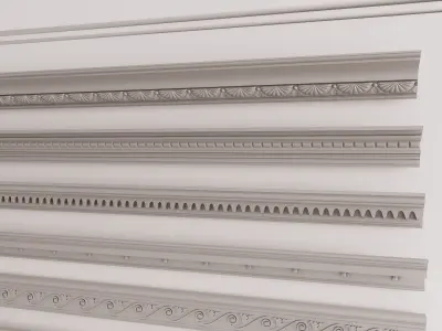 Gypsum cornice ceiling line with decorative floral combination 3D model