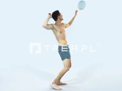 Virtue 04E Beach Serving Sports Man Low-poly 3D model