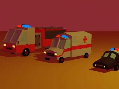Low poly  emergency vehicles Free low-poly 3D model