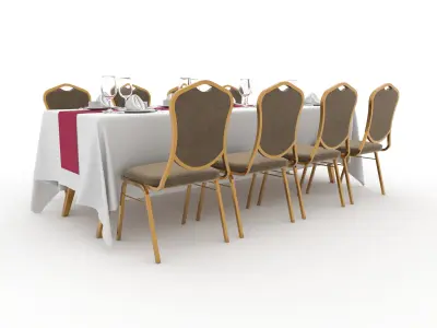 Banquet Table and Chair 92 3D model