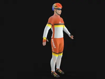 Cyclist Low-poly 3D model
