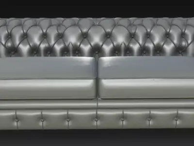 Charming Gray Chesterfield Sofa 3D Model 3D model
