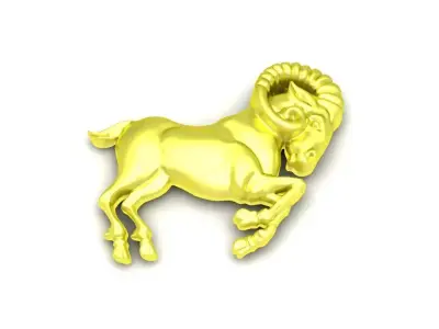 Ram Zodiac Animal Jewelry Motif Pendant 95a 3D print model