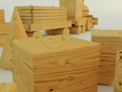 Wooden Train Free 3D model