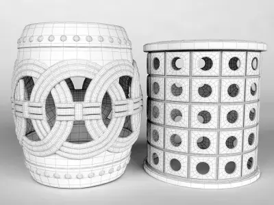 Garden Stools Set 01 3D model