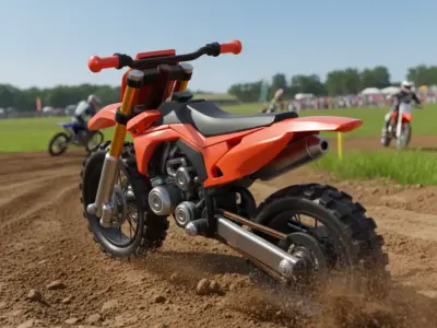 Red Dirt Bike Cartoon-Style Off-Road Motorcycle Bold Design Low-poly 3D model