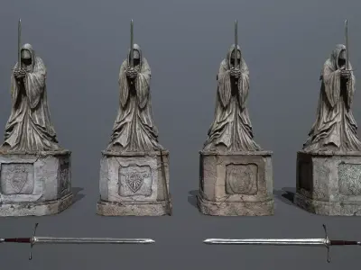 Ruin set Low-poly 3D model