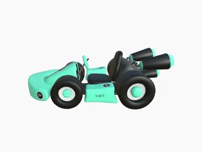 Cartoon Kart C10 Aqua - Vehicle Racing Design Low-poly 3D model