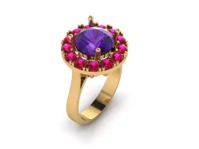 Ring11 amethyst ring gold 3D model