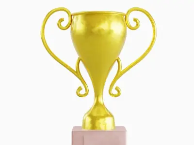 Gold Trophy Cup 02 Low-poly 3D model