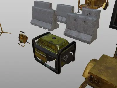 Road Work Construction Equipments 3D model