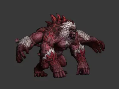 anthropopithecus demon with hair Low-poly 3D model