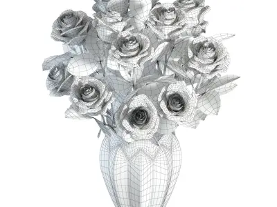 Flower Set 03 - Red Roses Bouquet 3D model