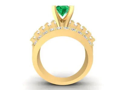 Luxury Emerald Diamond Cocktail Ring for Women  1150 3D print model