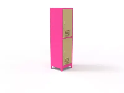 METAL CABINET-SINGLE LONG-TWO COVER-PINK AND CREAM Low-poly 3D model