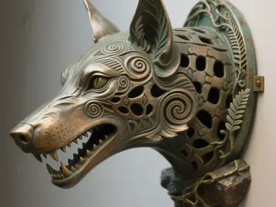 wolf sculpture 3D print model buy