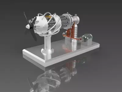 16 Cylinder Gas Powered Stirling Engine 3D model