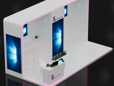 booth 6x3 open 3 side  3D model