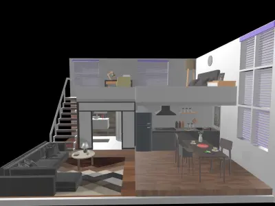 House interior Low-poly 3D model