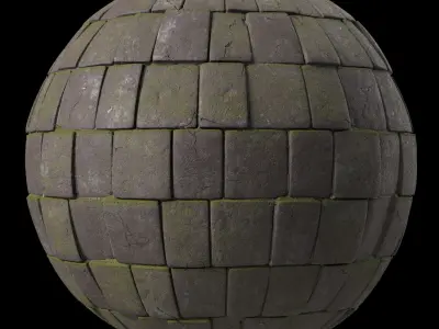 Pavement Materials 76- Slat Stone Mossy Sbsar Pbr 4k Seamless Texture