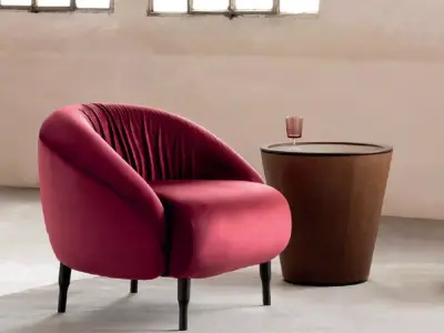 Modern Velvet Pleated Armchair Low-poly 3D model
