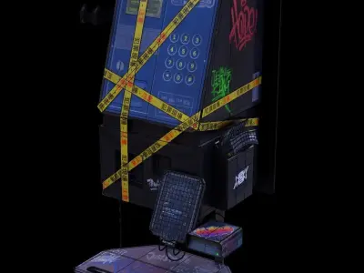 Cyberpunk Phone Cabin Low-poly 3D model
