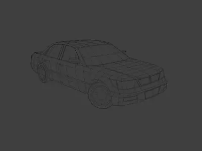 Low Poly Old Generic Full-Sized Sedan  Low-poly 3D model