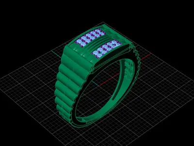Print Ready STL 3DM  Gents Rings Diamond Men Ring  3D print model 229