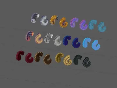 12 Ram horns 3D model