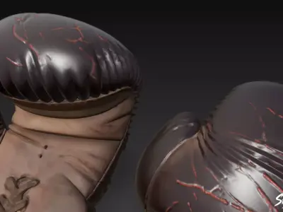 Vintage Leather Boxing Gloves Low-poly 3D model