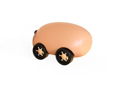 Cartoon Sloth Car Cute  Low-poly 3D model