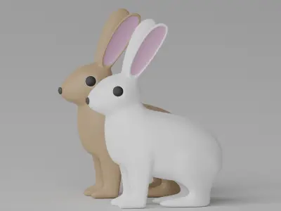 Cartoon Cute Bunny Rabbit 3D model