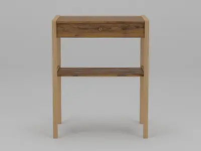Bedside Table Teak and Oak Wood 44x30x55 Low-poly 3D model