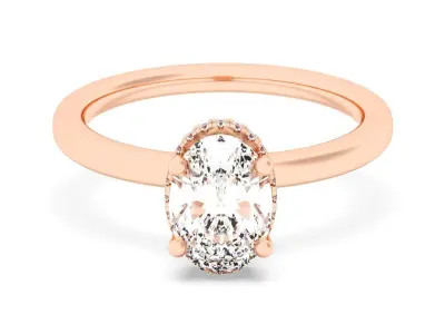 OVAL Cut Hidden Halo Engagement Ring 3D print model