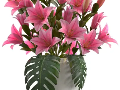 bouquet of pink lilies 3D model
