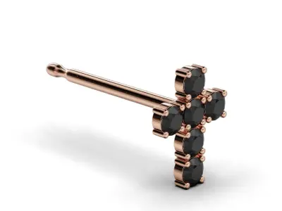 Earring cross round stone 2mm 3D print model