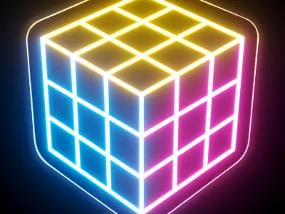 Rubik Cube Neon Sign 3D model