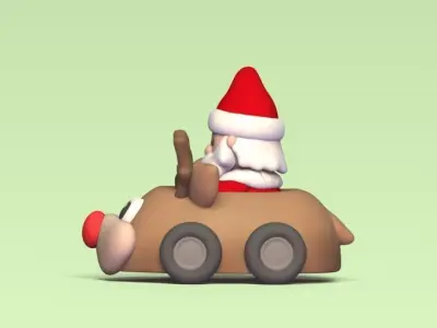 Santa Claus Reindeer Car 3D print model