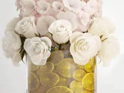 Decorative bouquet of flowers 3D model