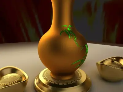 Chinese gold ingot Low-poly 3D model