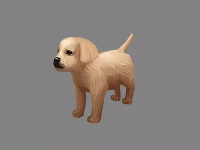Cartoon puppy - brown dog Low-poly 3D model