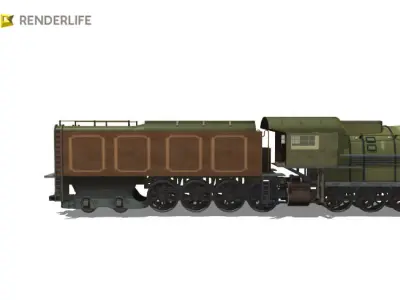 4-6-2 Steam Locomotive 3D model