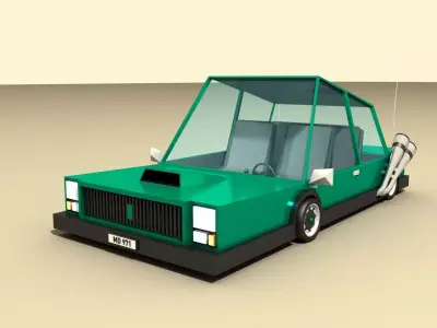 CAR 6 with roof Low-poly 3D model