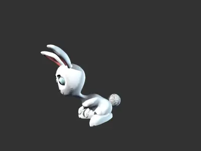 Simple Cartoon Rabbit  Low-poly 3D model