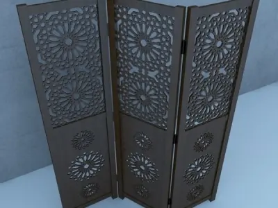 Traditional Moroccan Wood Screens 3D model