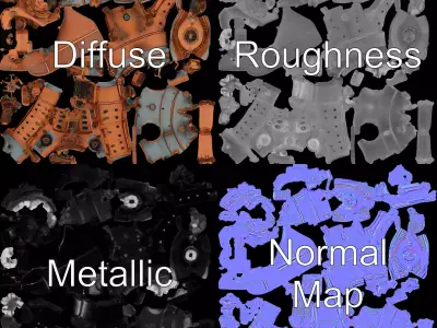 Steampunk Submarine model pack Low-poly 3D model