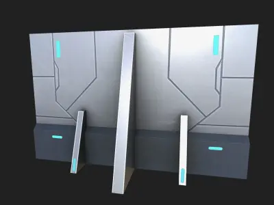 Scifi wall Low-poly 3D model